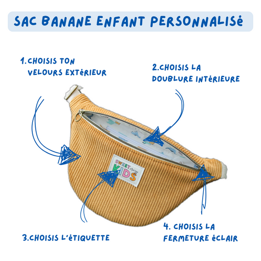 Sac banane enfant "velours côtelé" à personnaliser