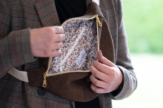 Sac banane Velours ras Marron