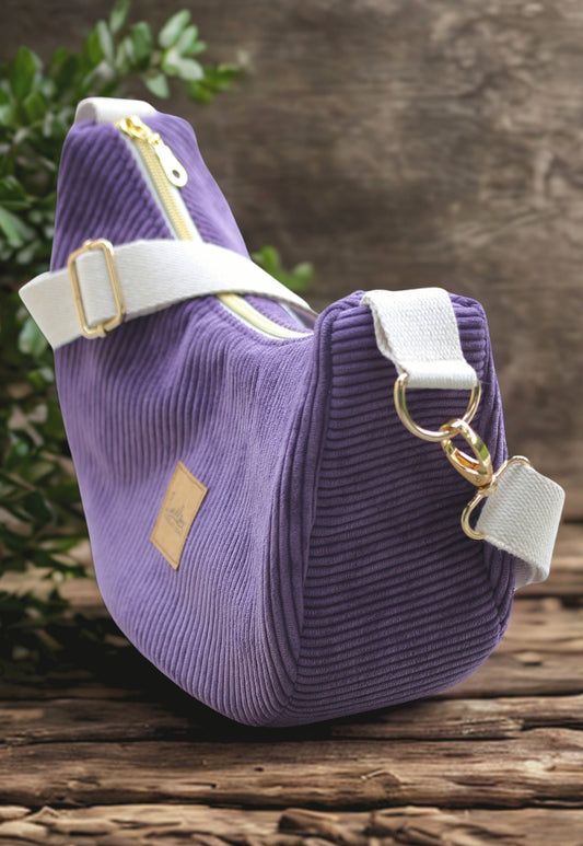 Sac croissant / demi lune velours côtelé - à personnaliser