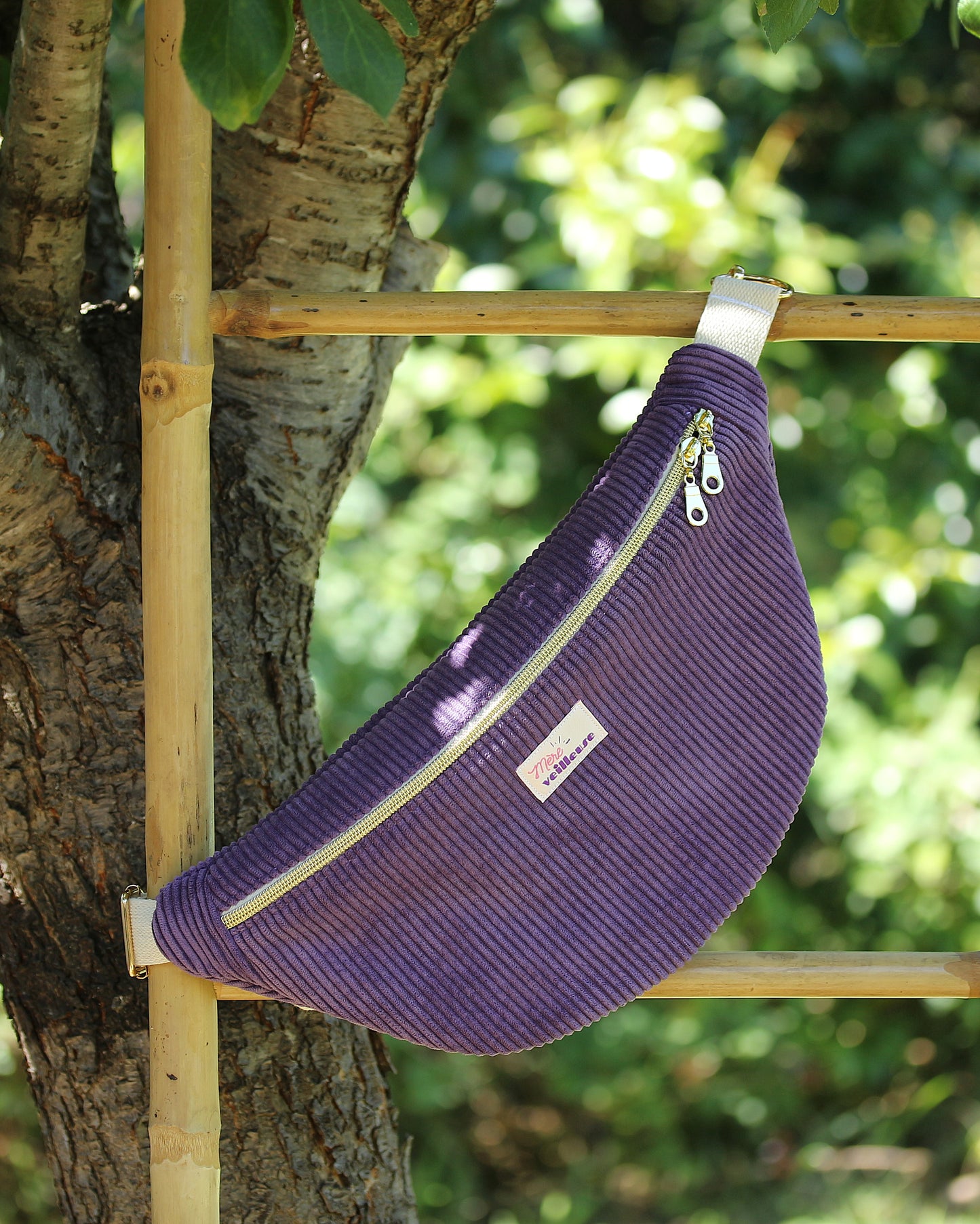 Sac banane "Mère veilleuse" velours Violet