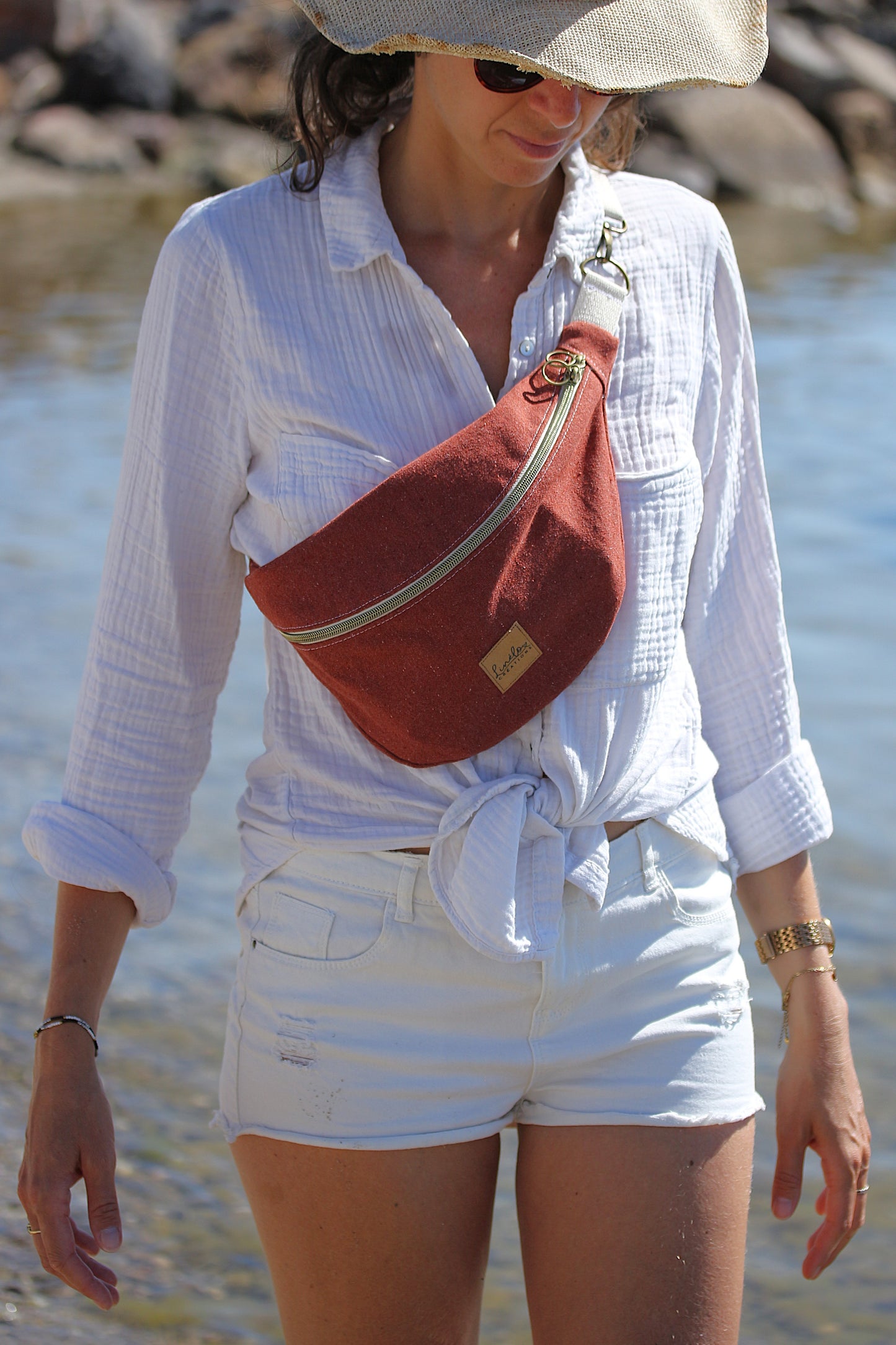 Sac banane en toile terracota