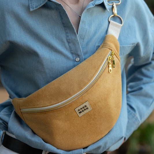 Sac banane Velours ras Moutarde