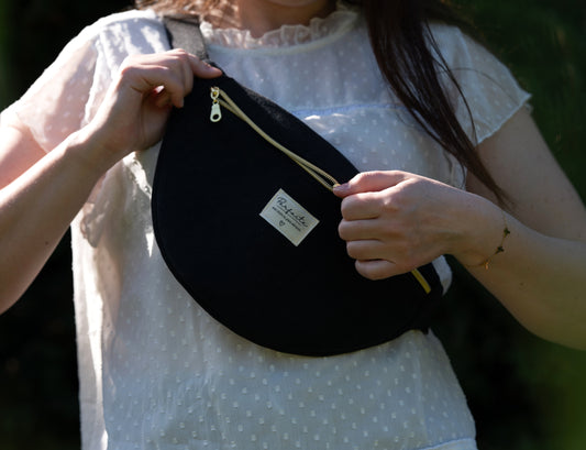 Sac banane Velours ras Noir