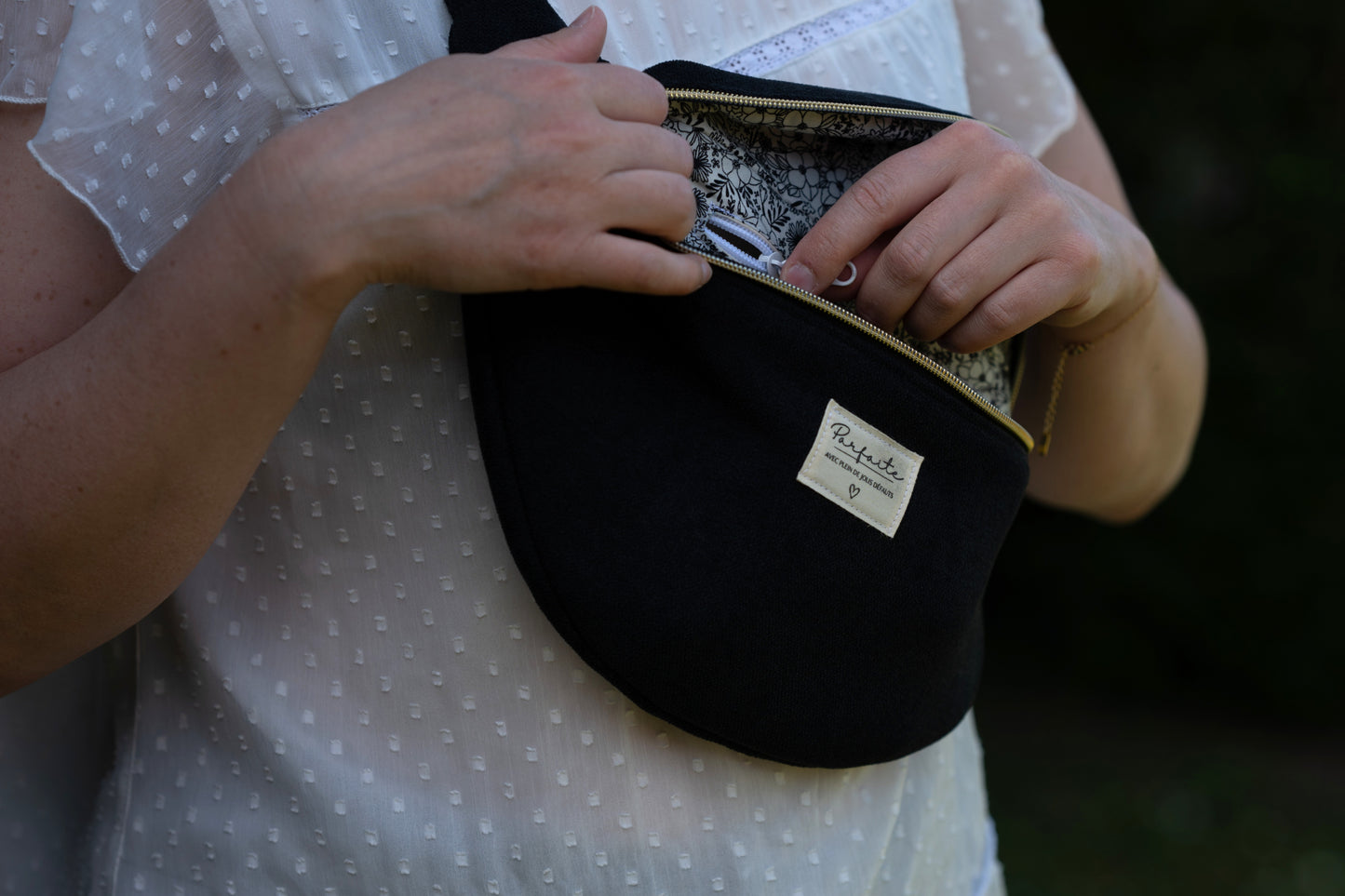 Sac banane Velours ras Noir