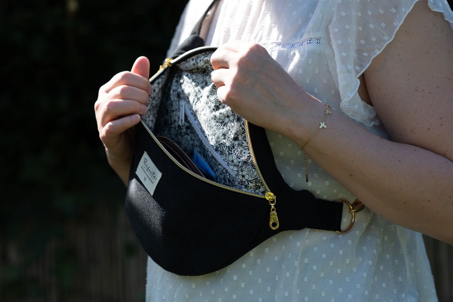 Sac banane Velours ras Noir