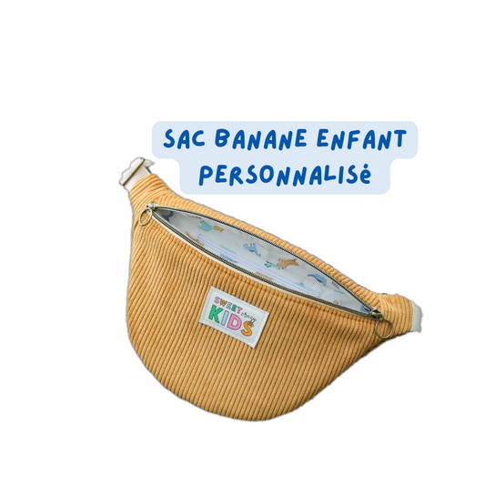Sac banane enfant "velours côtelé" à personnaliser