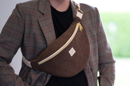 Sac banane Velours ras Marron [En stock]