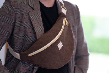 Sac banane Velours ras Marron [En stock]