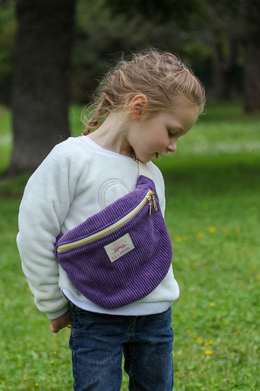Sac banane enfant "1.2.3 Soleil" Velours côtelé violet