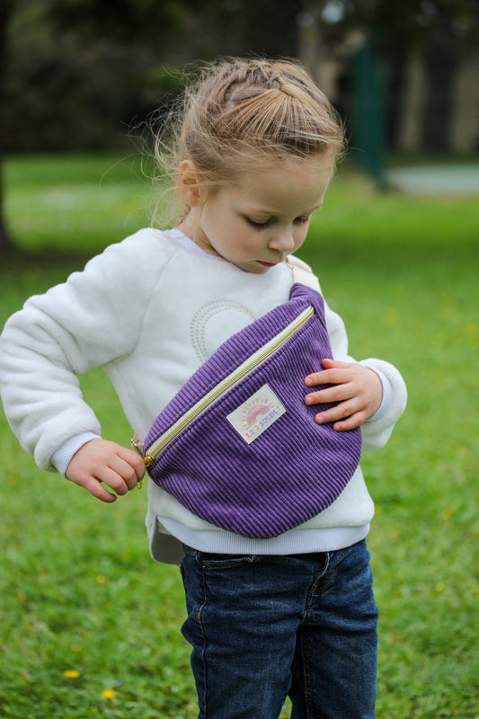 Sac banane enfant "1.2.3 Soleil" Velours côtelé violet