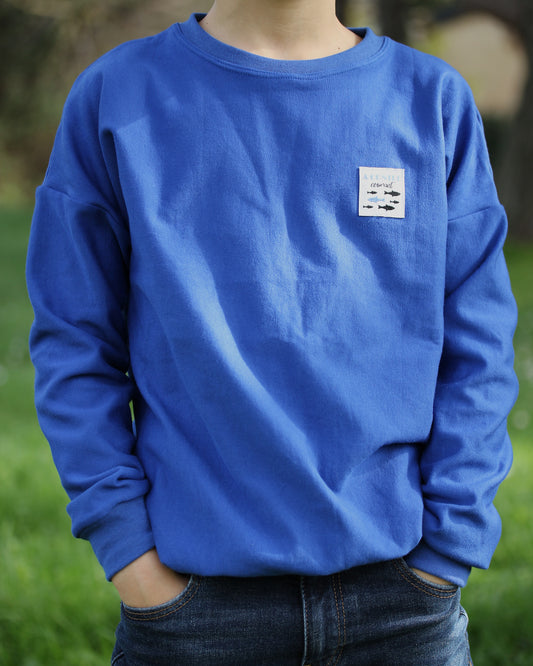 Sweat en coton enfant bleu roi "A contre courant"