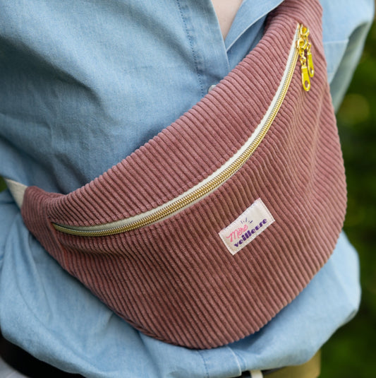 Sac banane "Mère veilleuse"  velours Rose