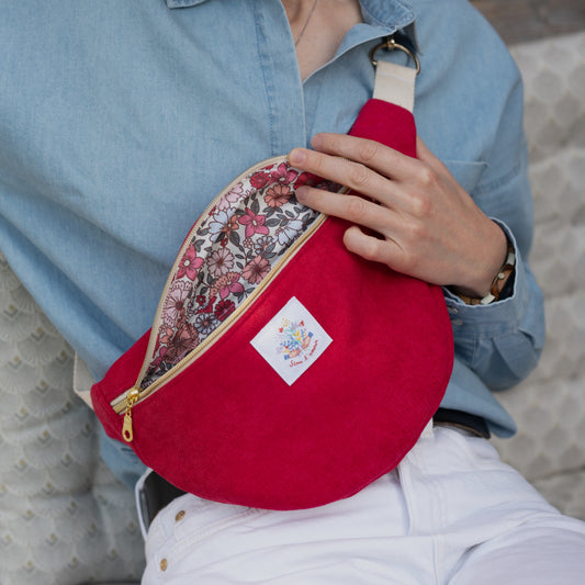 Sac banane Velours ras Rouge