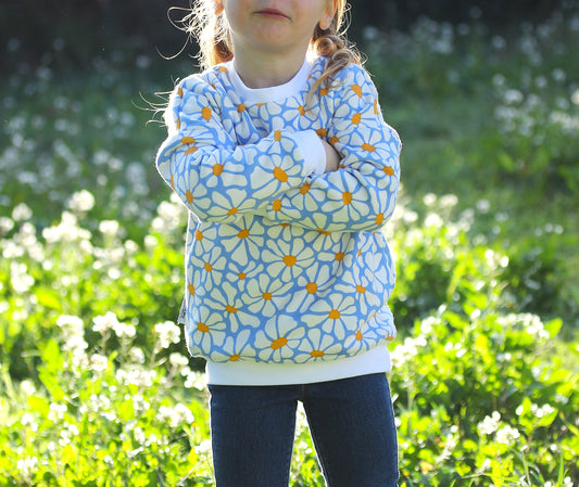 sweat imprimé fleurs bleues2