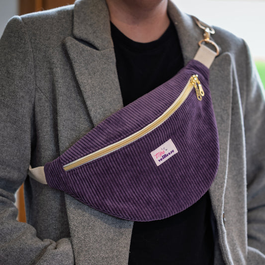 Sac banane "Mère veilleuse"  velours Violet
